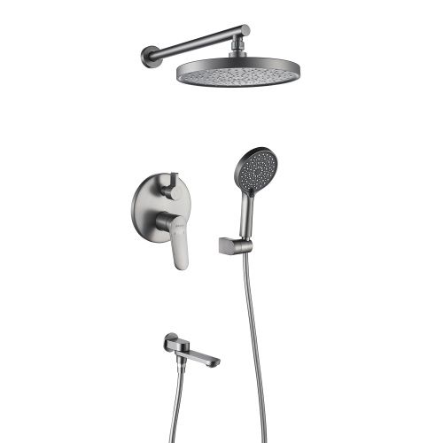 Душевая система Shevanik S4335T встраиваемая в стену цвет оружейная сталь