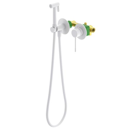 Смеситель с гигиеническим душем Timo Saona 2339/16SM встраиваемый в стену белый матовый