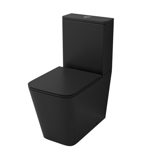 Унитаз напольный с бачком Grossman Торнадо GR-4418BMSQ черный матовый с сиденьем микролифт безободковый смыв торнадо