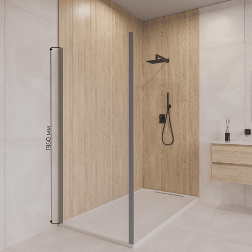 Боковая стенка RGW 352205208-110 80х195 стекло прозрачное профиль сатин