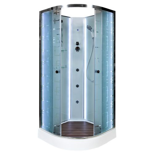 Душевая кабина AvaCan EM1580NLED+GM 80х80 четверть круга с крышей ориентация универсальная