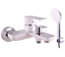 Смеситель для ванны и душа VLTAVA VT454.5/1CB настенный белый глянцевый