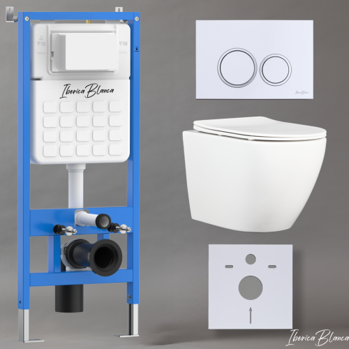 Комплект унитаз с инталляцией и клавишей смыва Iberica Blanca BILBAO ALTO IB001.BLA.234.821