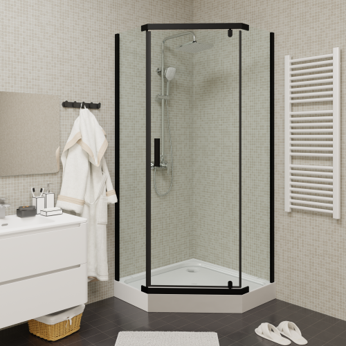 Душевой уголок Parly ZPE911BE 90х90 стекло прозрачное профиль черный с поддоном