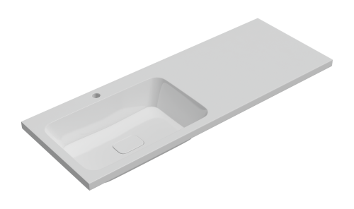 Раковина мебельная из литьевого мрамора Misty Kamilla 120 левая 4627173210027 120х48 над стиральной машиной цвет белый 1 отверстие под смеситель