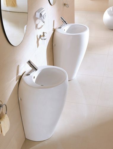 Раковина из санфаянса CeramaLux 1001 53х51 напольная цвет белый 1 отверстие под смеситель