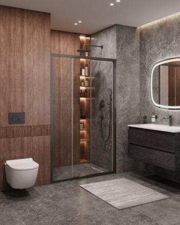 Душевая дверь Cezares MOLVENO MOLVENO-BF-3-120-C-GM-IV 120х195 стекло прозрачное профиль оружейная сталь