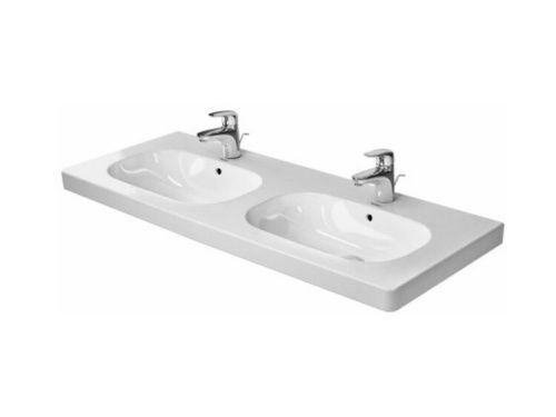 Раковина керамическая Duravit D-Code 3481200002 120х50 встраиваемая цвет белый 2 отверстия под смеситель
