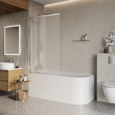 Душевая шторка на ванну BelBagno LUCE LUCE-VF-11-90/145-P-Cr 90х145 стекло рифленое профиль хром глянцевый ориентация универсальная