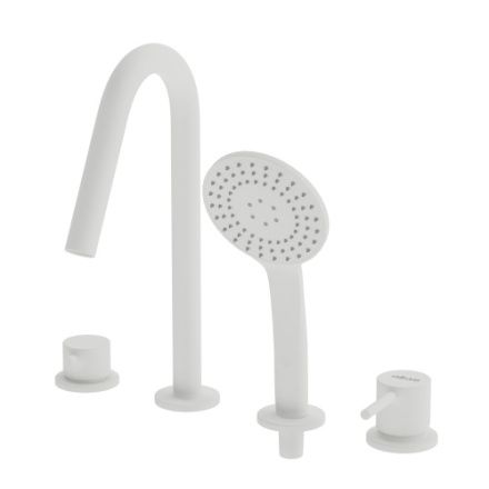 Смеситель Cezares LEAF LEAF-BVDM4-L-BIO на борт ванны белый матовый