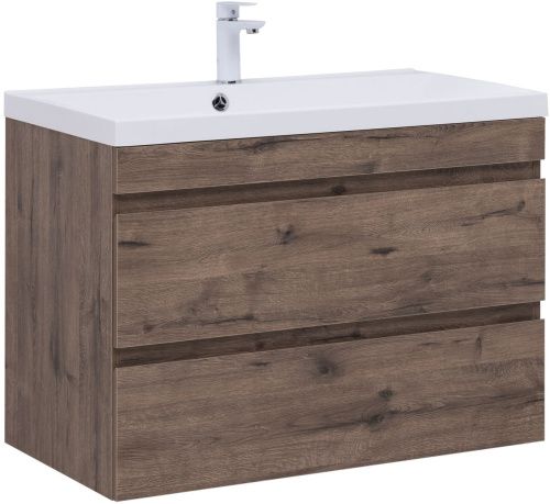 Тумба под раковину Aquanet Нота NEW 00334193 89х47х61 подвесная цвет темное дерево