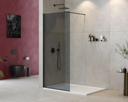 Душевая перегородка Cezares LIBERTA LIBERTA-L-1-90-120-GR-NERO 90х195 стекло тонированное профиль черный