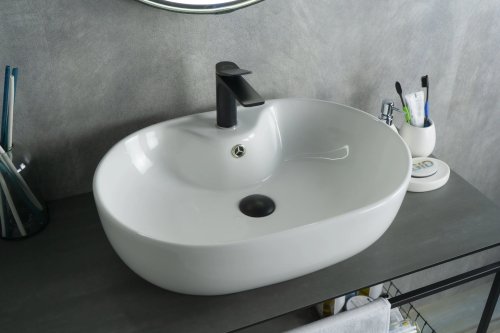 Раковина керамическая Gid Lago 51127 60х40 накладная цвет белый 1 отверстие под смеситель