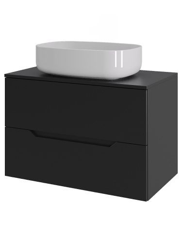 Тумба с раковиной Orange Line Li-70TubMDF+B07-540W 70х46х71 подвесная цвет черный матовый