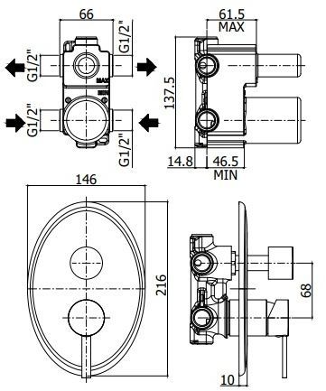 Смеситель для ванны Paffoni Berry BR018CR встраиваемый в стену хром - фото 2