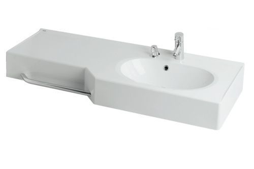 Раковина из литьевого мрамора Aquaton Отель 1A70123WOT01R 127х50 подвесная цвет белый 1 отверстие под смеситель