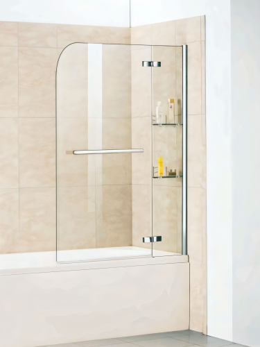 Душевая шторка на ванну WeltWasser WW100 10000001237 100х140 стекло прозрачное профиль хром глянцевый ориентация универсальная