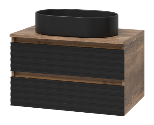 Тумба под раковину Brevita Dakota DAK-09070-19/02-2Я 70х48х43 подвесная цвет черный/коричневый