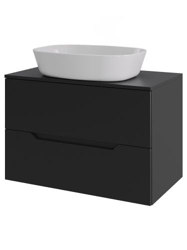 Тумба с раковиной Orange Line Li-70TubMDF+B08-500W 70х46х71 подвесная цвет черный матовый