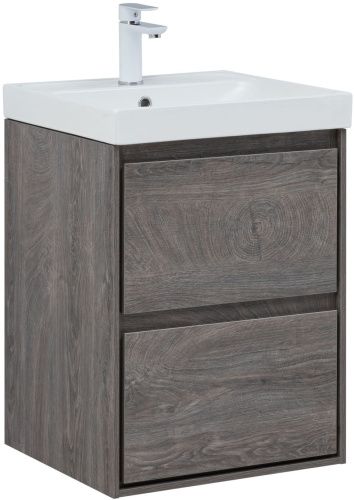 Тумба под раковину Aquanet Милан 00336371 50х45х64 подвесная цвет темное дерево