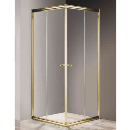 Душевой уголок Cezares GIUBILEO GIUBILEO-A-2-100-SCORREVOLE-C-G 100х100 стекло прозрачное профиль золото глянцевое без поддона