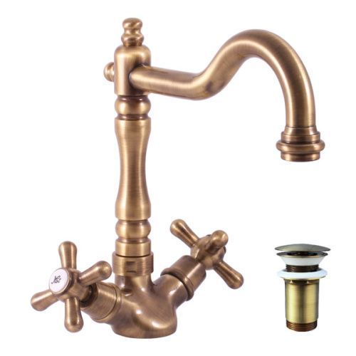 Смеситель RavSlezak MORAVA RETRO MK121.5/8SM на раковину бронза