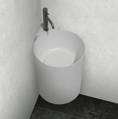 Раковина из искусственного камня Abber STEIN AS2625 42х42 подвесная цвет белый матовый без отверстий под смеситель