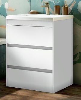 Тумба под раковину Art&Max TECHNO FAMILY-580-3C-PIA-BL 58х47х85 подвесная цвет белый глянцевый - фото 2