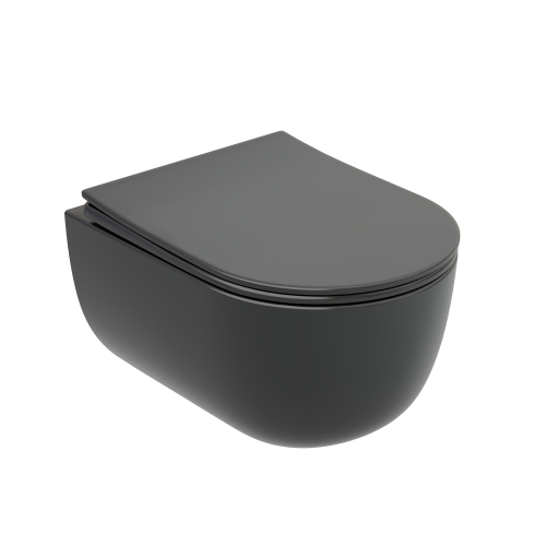Унитаз подвесной Ceramica Nova MODENA CN6063MDH темно-серый матовый с сиденьем микролифт безободковый душевой смыв