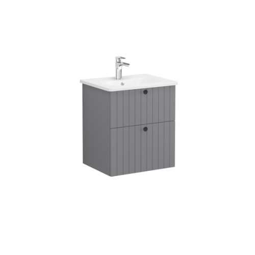 Тумба с раковиной Vitra Root Groove 69417 60х47х67 подвесная цвет серый матовый