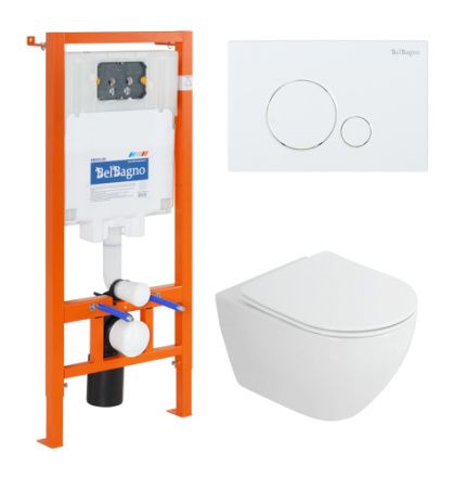 Комплект унитаз с инсталляцией с клавишей смыва BelBagno STYLUS CZR-6601-TH-TOR/CZR2316SC/BB002-80/BB014-SR-BIANCO