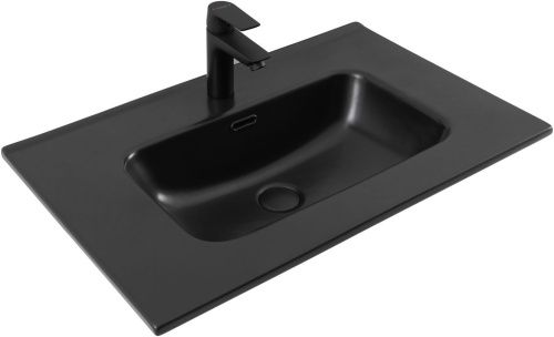 Раковина керамическая Aquanet Flat 00329254 71х47 полувстраиваемая цвет черный 1 отверстие под смеситель