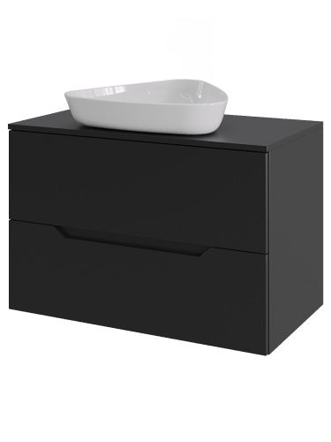 Тумба с раковиной Orange Line Li-70TubMDF+B07-500W 70х46х69 подвесная цвет черный матовый