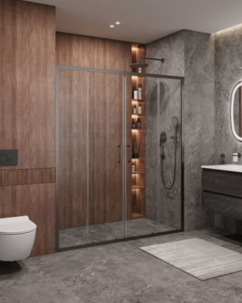 Душевая дверь Cezares MOLVENO MOLVENO-BF-2-170-C-GM-IV 170х195 стекло прозрачное профиль оружейная сталь