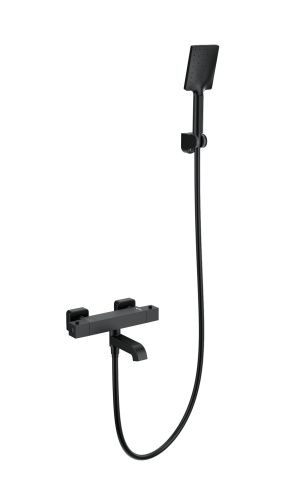 Смеситель для ванны Wonzon & Woghand Stay WW-B2026-A1-MB настенный черный с термостатом