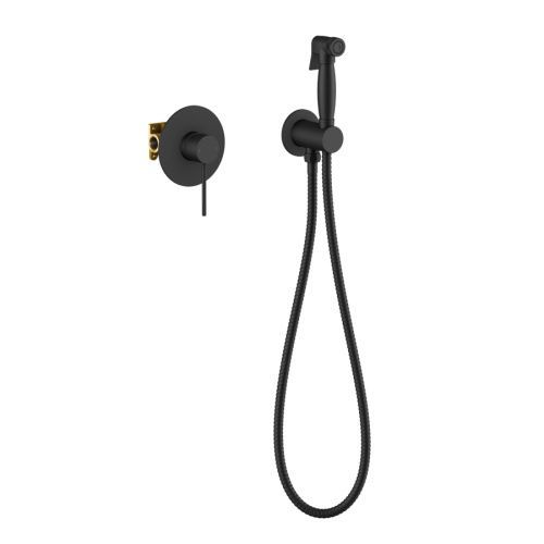 Смеситель с гигиеническим душем Timo Saona 2389/03SM встраиваемый в стену черный матовый