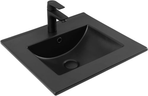 Раковина керамическая Aquanet Flat 00329252 52х42 полувстраиваемая цвет черный 1 отверстие под смеситель