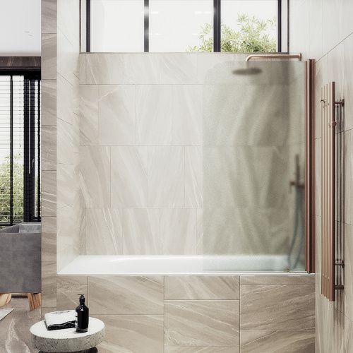 Душевая шторка на ванну Maybah Glass MGV-610-2 50х140 стекло тонированное профиль бронза ориентация универсальная