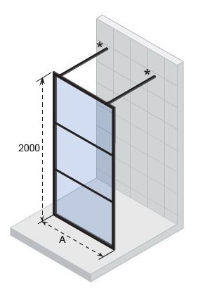 Душевая перегородка Riho GRID G004035121 140х200 стекло прозрачное профиль черный