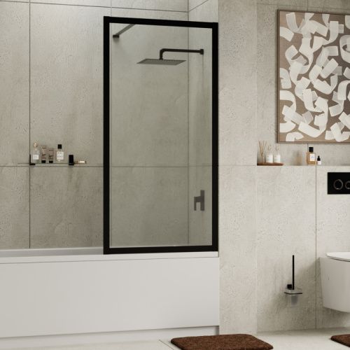 Душевая шторка на ванну Wasserkraft Abens 20W 20W01-80MB 80х160 стекло прозрачное профиль черный матовый ориентация универсальная