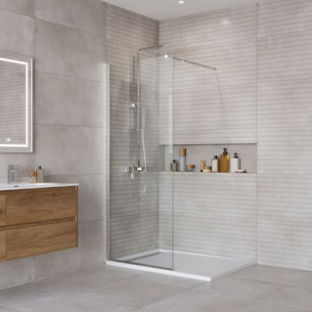 Душевая перегородка BelBagno KRAFT KRAFT-L-1-80-C-Cr 80х195 стекло прозрачное профиль хром глянцевый