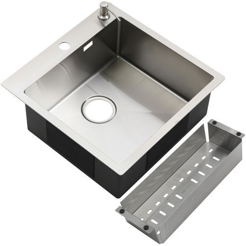 Кухонная мойка Melana ProfLine MLN-R5050HK+дозатор+коландер 50х50 цвет сатин поверхность матовая