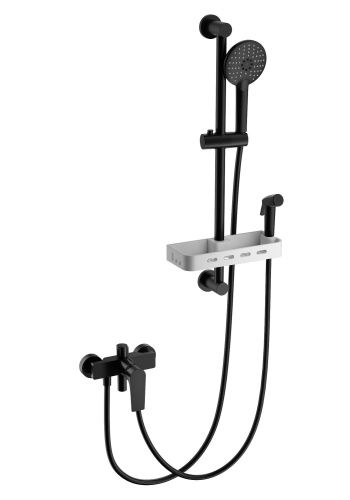 Душевой гарнитур со смесителем Wonzon & Woghand WW-A31003-MB настенный черный
