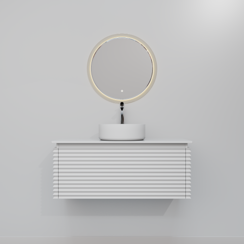 Тумба с раковиной+зеркало Art Decco Jacqueline (Жаклин) AJC10W34S3MF 100x45x40 подвесная цвет белый