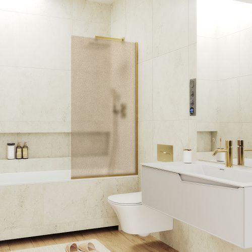 Душевая шторка на ванну Maybah Glass MGV-77-3у 90х140 стекло тонированное профиль золото глянцевое ориентация универсальная