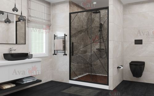 Душевая дверь AvaCan FB140 160х195 стекло тонированное профиль черный