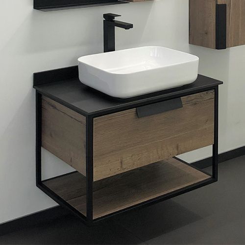 Тумба с раковиной Comforty Кёльн 00004149065CF 76х52х65 подвесная цвет дуб темный