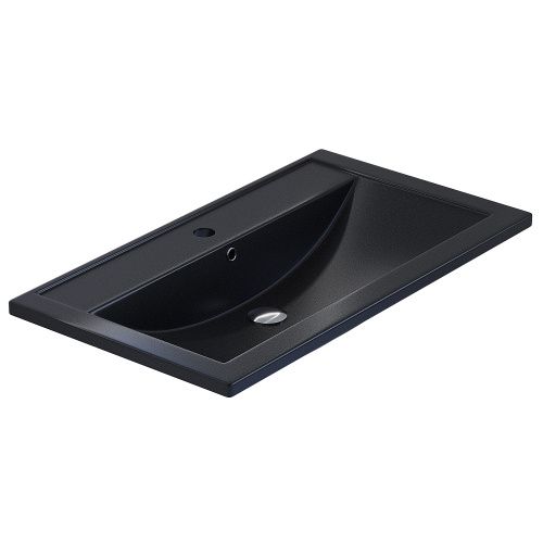Раковина из искусственного камня Uperwood Foster Quartz 291030039 80х46 полувстраиваемая цвет черный