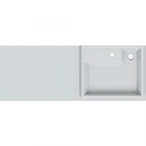 Раковина из искусственного камня СанТа Юпитер 900136 130х50 над стиральной машиной цвет белый 1 отверстие под смеситель