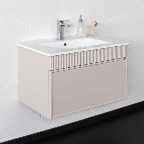 Тумба с раковиной Comforty Мадрид 00-00020643CF 71х46х47 подвесная цвет серый шелк